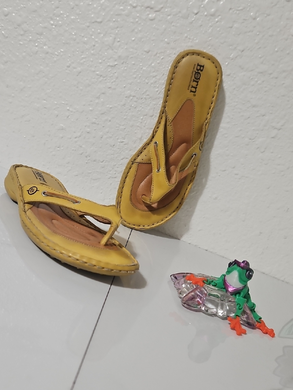 Born "Iris" Leather Flip Flop Wedge Sandal